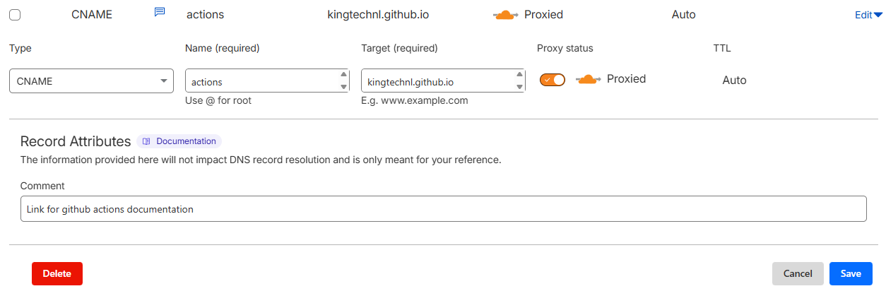 Cloudflare DNS Record